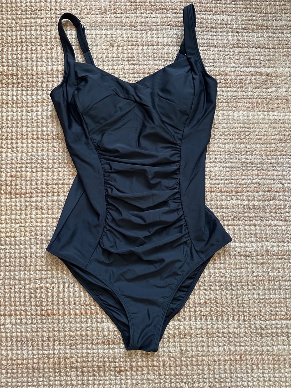 Cupshe Black One Piece Rushed Swimsuit Large